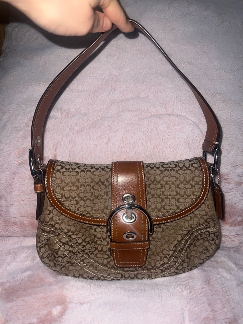 Coach Classic Brown Tan Mini Soho Signature Vintage y2k Shoulder Bag Pristine